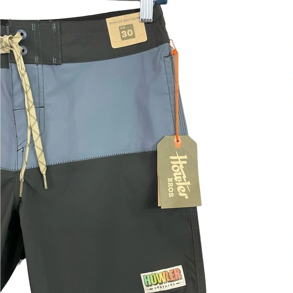 Howler Brothers Buchannon Boardshorts HB Chargers Antique Black/Blue Mirage NWT - Picture 7 of 12